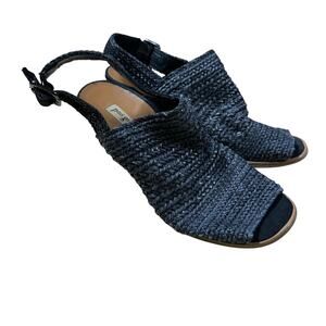 Paul Green Lovely Woven Navy Leather Peep Toe Sandal Size 2.5 (US 5) EUC